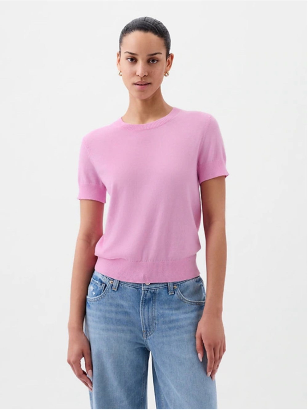 Gap Lightweight Short Sleeve Sweater – Sugar Pink – Size Small - Picture 3 of 11